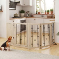 PawHut Freistehendes Haustiertor, Hundegitter mit Tür, 4 Paneele, für Flur, Treppe, Türrahmen, MDF, Stahl(m-10)