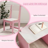 ZONEKIZ Bancă Școlară pentru Copii cu Scaun, din Lemn, Roz(m-7)