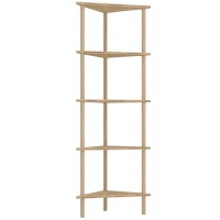 HOMCOM Scaffale Angolare a 5 Ripiani in Bambù, 41.5x21.5x114 cm, Legno(m-1)