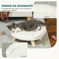PawHut Canapea pentru Câini și Pisici, Detașabilă, din Pluș, Gri(m-7)