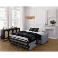Canapé convertible express - MARIUS - Tissu Gris clair - matelas 14cm - 190 x 100 x 87 cm(m-5)