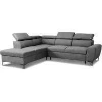 Canapé d'angle convertible réversible avec coffre - 5 places - KASIMIR - Tissu anthracite - 258 x 79/98 x 219 cm(m-4)