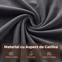 HOMCOM Fotoliu Extensibil 4 în 1 Tapițat, Rabatabil 3 Poziții, Catifea cu Roți, 73x90x83 cm, Gri Închis(m-7)