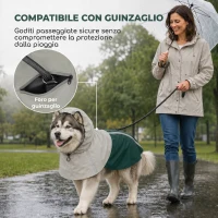 PawHut Impermeabile per Cani con Cappuccio, Foro per Guinzaglio e Strisce Riflettenti, per Cani di Taglia Gigante, Verde(m-6)