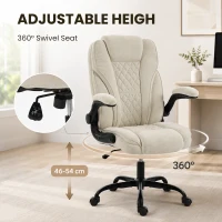 HOMCOM Office Chair, Ergonomic Desk Chair with Flip-up Armrest, Pocket Springs, Swivel Wheels, Adjustable Height, Beige(m-7)