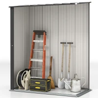 Outsunny Casetta da Giardino in Acciaio Porta Attrezzi con Catenaccio, 161.5x94.5x196cm, Grigio Chiaro(m-7)