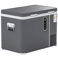Outsunny 45L Compressor Car Fridge Freezer, Dual Zone Camping Refrigerator with App Control, Grey(m-13)