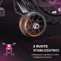 AIYAPLAY Moto Elettrica per Bambini 3-8 Anni con 12V Doppi Motori, Rotelle e Clacson, 3 km/h, Capacità 30kg, Rosa(m-5)