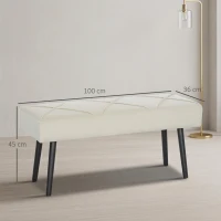 HOMCOM Upholstered Hallway Bench, End of Bed Bench with X-Shape Design and Steel Legs, Cream(m-3)