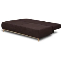 Canapé convertible - 3 places - MIKA - Velours côtelé marron foncé - Coffre de rangement - L 192 x H 84 x P 93 cm(m-5)