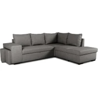 Canapé d'angle convertible réversible 4 places MITCHELL - Tissu Anthracite - L 247 x P 91 x H 205 cm - Coffre de rangement(m-1)