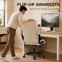 HOMCOM Office Chair, Ergonomic Desk Chair with Flip-up Armrest, Pocket Springs, Swivel Wheels, Adjustable Height, Beige(m-5)