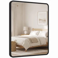HOMCOM Rectangular Wall Mirror with HD Glass - Black(m-11)