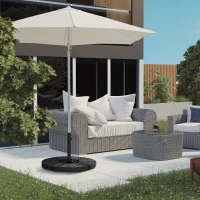 Outsunny Base per Ombrellone a Croce in Acciaio con Vite Laterale, 100x100x75 cm, Nero(m-10)