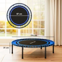 SPORTNOW Trampolino Elastico Fitness a 36 Corde in Acciaio e PP, Ø114x31 cm, Blu(m-3)