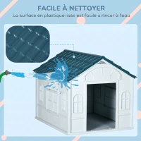 PawHut Niche pour Chien Extérieur avec Toit en Pente et Porte Avant Ouverte, pour Chiens Moyens et Grands, 84,2x98,2x82cm, Bleu(m-5)