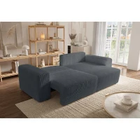 Canapé d'angle convertible réversible - 5 places - BOMBEY - Velours côtelé Gris anthracite - 264 x 162 x 85 cm(m-4)