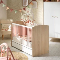 Chambre bébé trio - Lit 120 x 60 cm + Commode 3 tiroirs + Armoire 2 portes - Access - Bois/Blanc - SAUTHON(m-2)