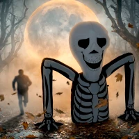 Outsunny Inflatable Ground Crawling Skeleton, Scary Halloween Decoration with Built-in LED Lights for Indoor Outdoor Decor(m-9)