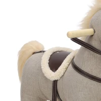 AIYAPLAY Cheval à bascule pour enfants, jouet à bascule bébé en tissu effet lin avec effets sonores et poignées de sécurité, gris(m-13)