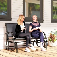 Outsunny Banc à Bascule de Jardin 2 Places Design Contemporain Grand Confort accoudoirs Assise, Dossier Ergonomique Acier textilène Gris(m-10)