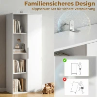 HOMCOM 4-stöckiges Bücherregal mit verstellbaren Regalböden, Regal mit Schrank und Türen für Wohnzimmer, Arbeitszimmer, Weiß(m-6)