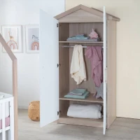 Chambre bébé complete : Lit 60 x 120 cm + commode a langer évolutive + armoire - CABANE - ROBA - Chene / Blanc(m-6)