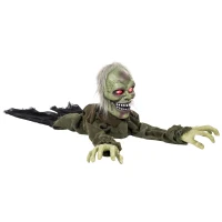 HOMCOM Halloween Decoration Halloween Animatronic Crawling Zombie with Light-Up Eyes and Creepy Sound(m-14)