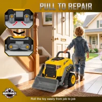 AIYAPLAY Jouet Moteur de Camion et Pelle pour Enfants, Camion Mécano, Volant, Effet de Brume, Sonores et Lumineux, 3-6 Ans, Jaune(m-8)