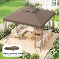 Outsunny Toit de Remplacement pour pavillon de Jardin Toile de Rechange pour pavillon tonnelle Tente 3 x 3 m Marron(m-9)