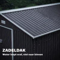 Outsunny Gereedschapsschuur met fundering 24,5 m³ gereedschapsschuur tuinhuisje stalen schuifdeur(m-7)