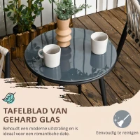 Outsunny 3 delen Tuinmeubelset, balkonset incl. 1 tafel, 2 stoelen staal, grijs(m-5)
