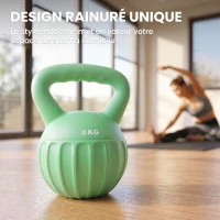 SPORTNOW Kettlebell 8 kg, Haltère avec Poignée Antidérapante, Haltère à Boule, Musculation, Entraînement, pour Gym, Vert(m-4)
