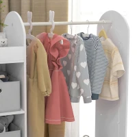 AIYAPLAY Appendiabiti per Bambini 3-8 Anni con Ripiani, 2 Scatole, Asta Appendiabiti e Specchio, Capacità 30 kg, Bianco(m-6)