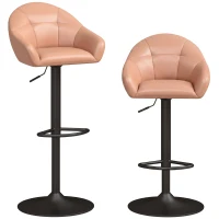 HOMCOM Set 2 verstellbare Barhocker mit Rückenlehne, Braun(m-1)