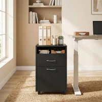HOMCOM Bloco de Gavetas de Escritório com Armário e Gaveta Móvel Arquivador com Rodas Suporte para Impressora 40x35x60 cm Preto(m-9)