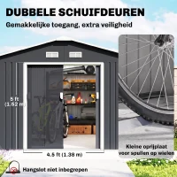 Outsunny Gereedschapsschuur met fundering 24,5 m³ gereedschapsschuur tuinhuisje stalen schuifdeur(m-5)