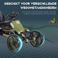 HOMCOM Skelter met handrem kinder trapauto Trapvoertuig vanaf 3 jaar groen(m-6)