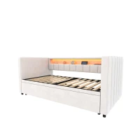 Space-Saving Sofa Bed with Pull-Out Bed, Versatile Sleeper Couch for Bedrooms, Guest Rooms, or Youth Rooms, 201L x 100W x 73H cm, Beige(m-12)