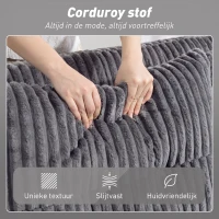 HOMCOM 2-zits slaapbank, ribfluwelen bekleding, om te vormen tot bed, 2 kussens, zijvakken, 157 x 190 cm, donkergrijs(m-6)