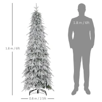 HOMCOM Brad de Crăciun artificial 180 cm, cu aspect natural, 600 de crenguțe dense, zăpadă artificială, deschidere automată(m-3)