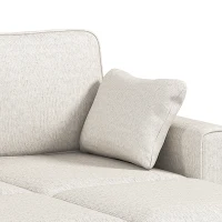 HOMCOM Sofá Esquinero Convertible de Chenilla Sofá Cama 3 Plazas Modular 225 cm con Puff de Almacenaje Beige(m-7)
