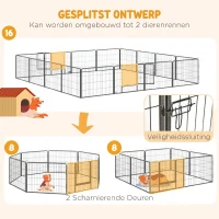 PawHut Grote 16-delige box om te bouwen tot 2 hokken Staalgrijs 80 x 60 x 1,5 cm (elk deel)(m-5)