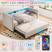 Space-Saving Sofa Bed with Pull-Out Bed, Versatile Sleeper Couch for Bedrooms, Guest Rooms, or Youth Rooms, 201L x 100W x 73H cm, Beige(m-6)