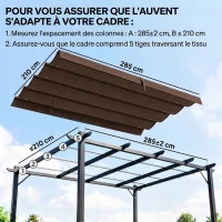 Outsunny Toile de toit de rechange pour pergola toile de remplacement protection solaire Anti-UV pour pergola de 3 x 2 m café(m-4)