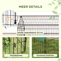 PawHut Kleindierenverblijf met Dak, 4 Deuren, Weerbestendig, Staal/Polyester, 220x85x103cm, Groen/Zwart(m-7)
