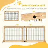 PawHut Hondenhek, traphekje, 180 cm hoog, in hoogte verstelbaar, natuur + zwart(m-4)