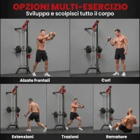 SPORTNOW Cable Station, Wall-Mounted, Adjustable 16-Position Pulleys Machine, Black.(m-4)