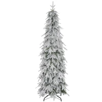 HOMCOM Árvore de Natal artificial 180 cm, parecendo real, com 600 ramos densos, neve artificial, abertura automática(m-7)