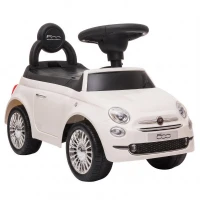 AIYAPLAY Voiture à pousser pour enfants 12-36 mois Licence Fiat avec musique, klaxon et coffre sous-siège en PP, Blanc(m-7)